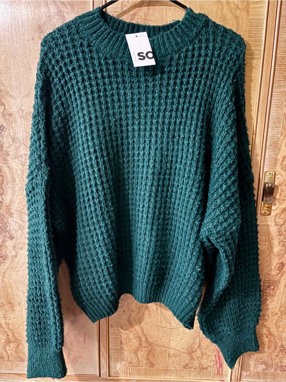 SO Forest Green Waffle Knit Crewneck Sweater size XXL